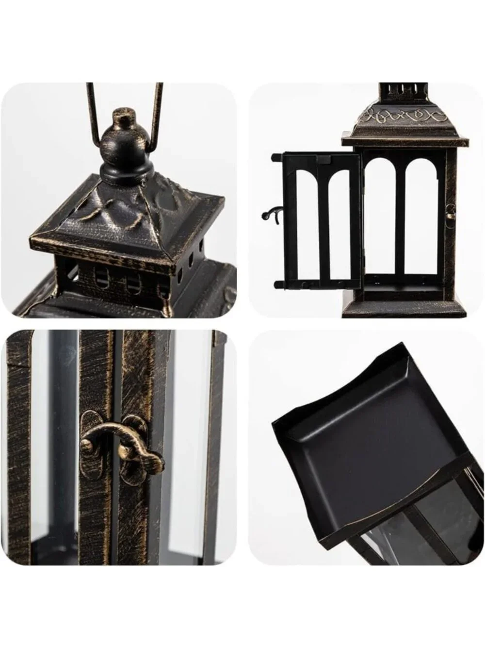 Vintage Metal Candle Lantern - Decorative Indoor/Outdoor Hanging Light for Home